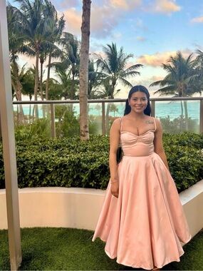 Blush Pink Spaghetti-Strap Fit-and-Flare Midi Dress
